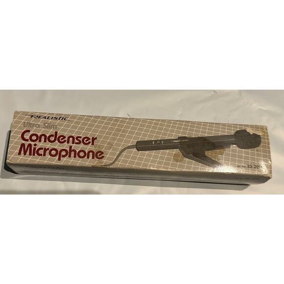 Condenser Microphone Realistic Ultra Slim 33-2011 600 ohms Desk Stand Org Box - Picture 4 of 9